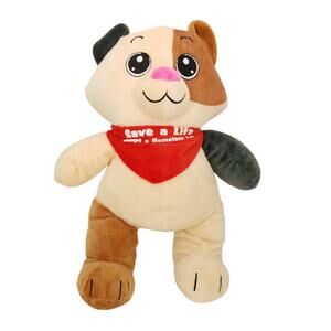 Applause Tan Multicolor Cat Kitten Plush Stuffed Animal Toy Embroidered Eyes